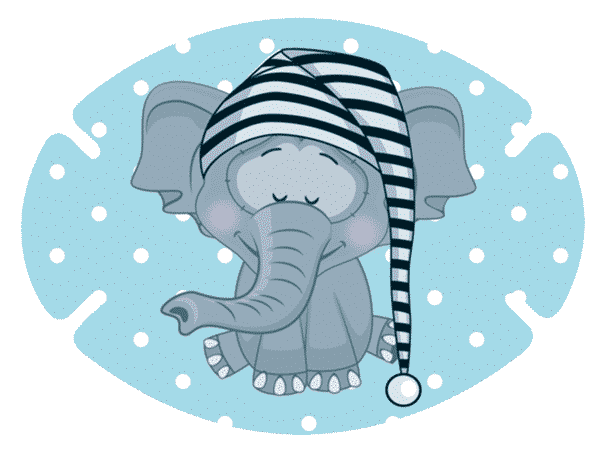 Augenpflaster Motiv Elefant mit geringelter Schlafmütze