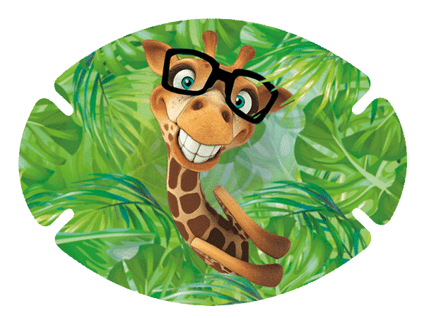Augenpflaster Motiv Lustige Giraffe mit Streberbrille vor Dschungelhintergrund