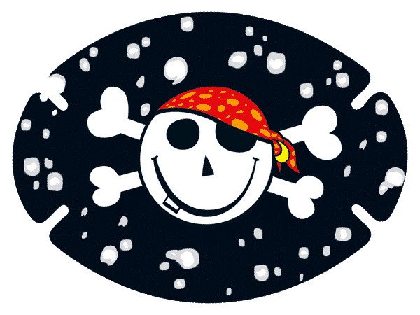 Augenpflaster Motiv Totenkopf Piratoplast mit roter Piratenmütze